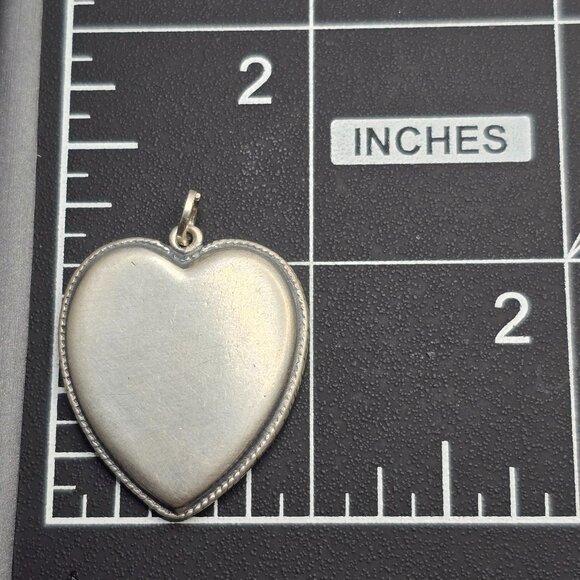 VTG T Foree Hunsicker Sterling Silver Pressed Heart Pendant 1.25" - Picture 3 of 4